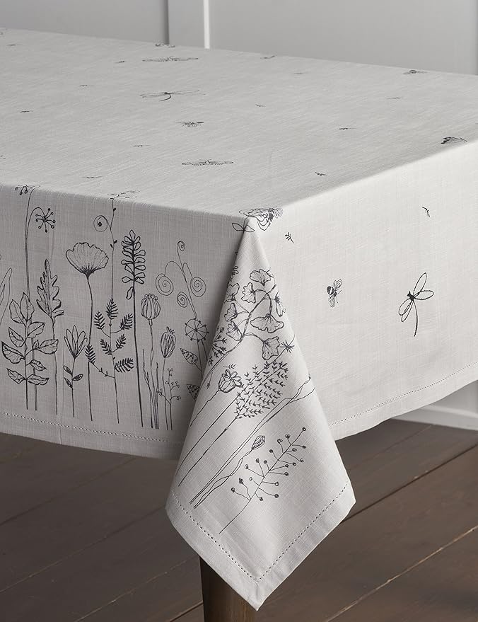 Maison d' Hermine Table Cloth Rectangle Table 100% Cotton 54 x 72 Inches Tablecloth Reusable Decorative Everyday Use for Dining Room, Farmhouse, Home, Party, Festive & Wedding Spring Summer - Flore