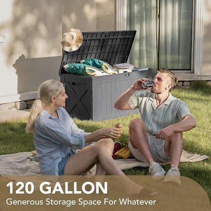 Devoko 120 Gallon Deck Box Resin Outdoor Storage Box Waterproof | Large Outdoor - Image 9