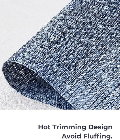Leetaltree Gradient Blue Woven Placemats Set of 12 - Heat Resistant Non-Slip Place mats for Dining Table, Washable Durable PVC Vinyl Woven Table Mats(Gradient Blue, 12)