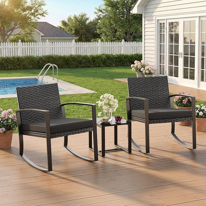 Qsun 3 Pieces Patio Furniture Set Rocking Bistro Set, Outdoor Patio Furniture - Image 6