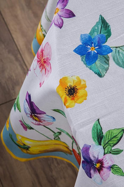 Maison d' Hermine Table Cloth Round Table 100% Cotton 69 Inches Tablecloth Reusable Decorative Everyday Use for Dining Room, Farmhouse, Home, Party, Festive & Wedding Spring Summer - Giverny