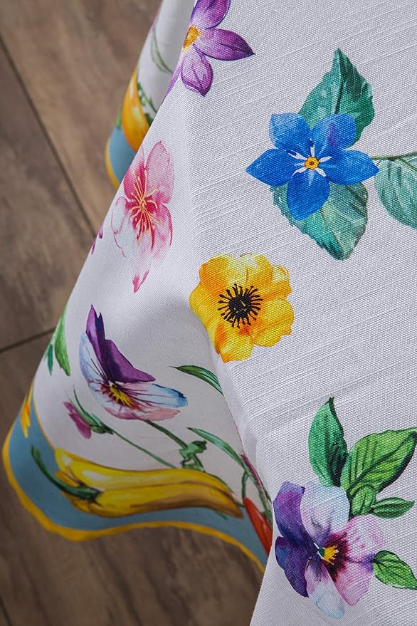 Maison d' Hermine Table Cloth Round Table 100% Cotton 63 Inches Tablecloth Reusable Decorative Everyday Use for Dining Room, Farmhouse, Home, Party, Festive & Wedding Spring Summer - Giverny