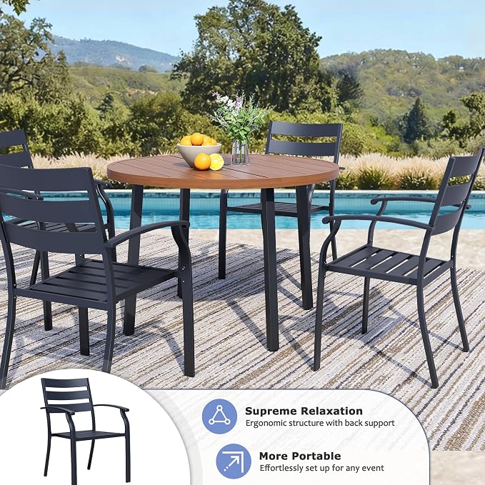 Patio Dining Chairs Set of 8, Wrought Iron Patio Furniture Chairs - Image 4