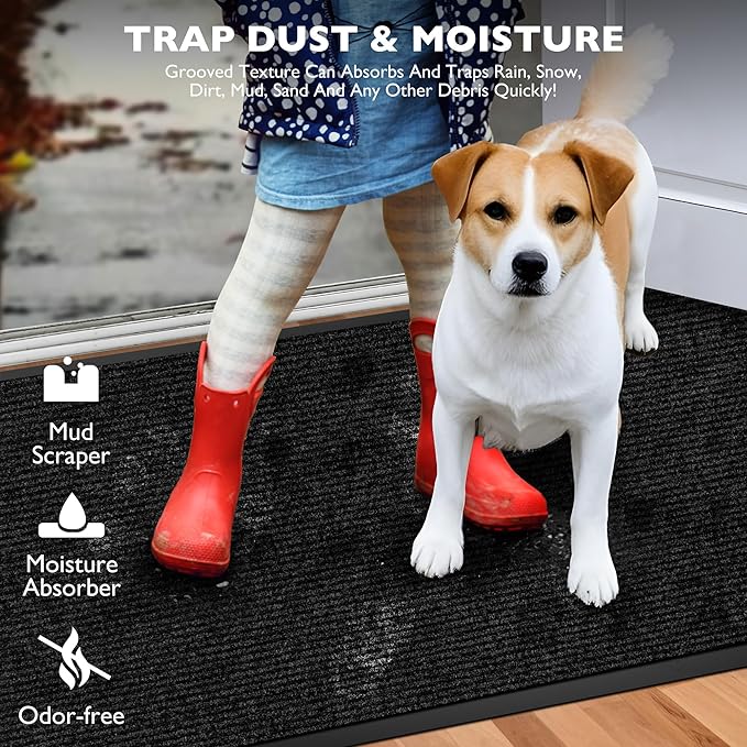 Custom Size Extra Large Front Door Mat, 3FT x 64FT Indoor Outdoor Entrance Commercial Floor Mat, Heavy Duty Dirt Trapper Doormat for Entryway Welcome Mat, Low Profile, Non-Slip, Waterproof