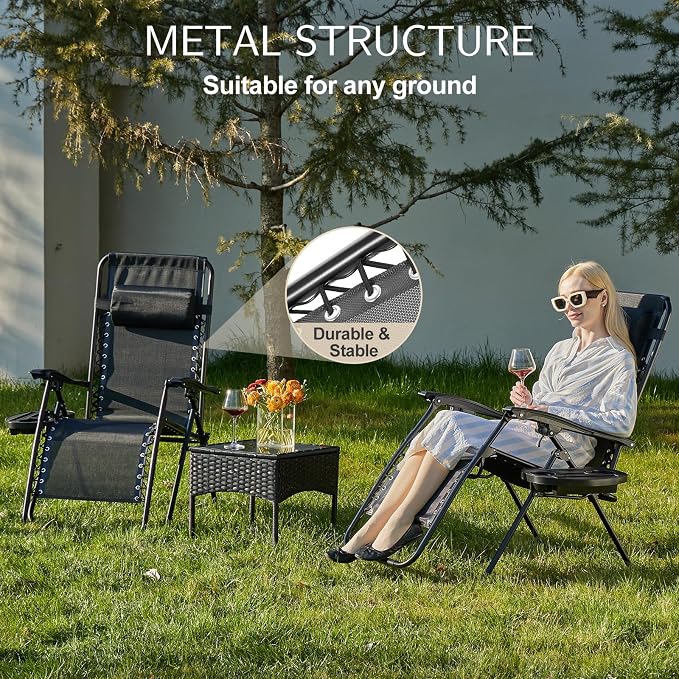 Sweetcrispy Zero Gravity Chairs Set of 2, Outdoor Folding Patio Lounge Chair - Image 5