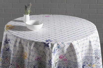 Maison d' Hermine Table Cloth Round Table 100% Cotton 69 Inches Tablecloth Reusable Decorative Everyday Use for Dining Room, Farmhouse, Home, Party, Festive & Wedding Spring Summer - Faience