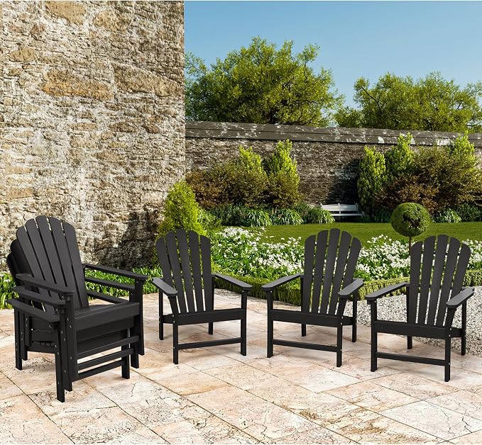 Oversized Stackable Adirondack Chair Set of 6, HDPE Fire Pit Chair | All-Weather - Image 2