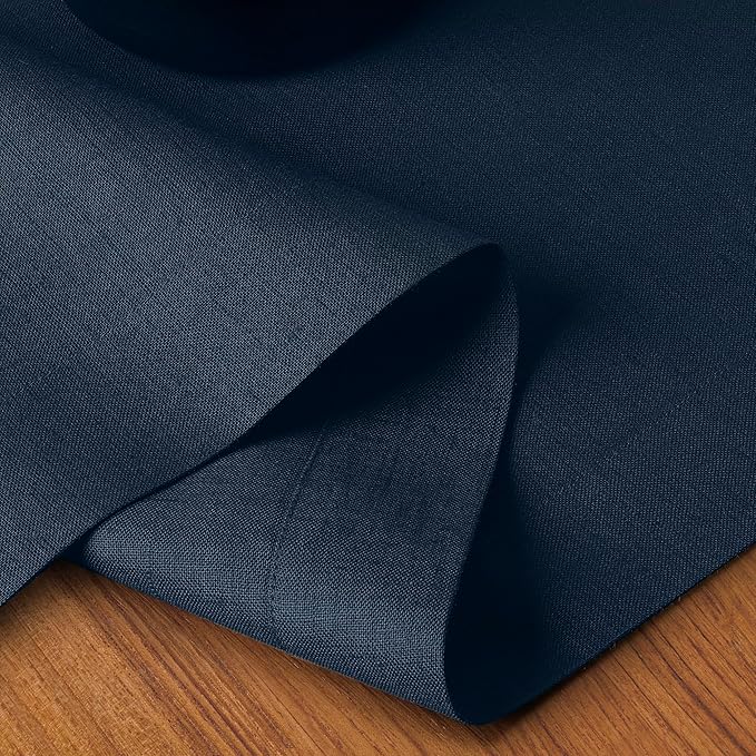 D'Moksha Homes Linen Navy Blue Table Runner 84 Inches Long - 100% Pure Linen 14 x 84 Inch Table Runner for Dining, Winter, Holiday - Machine Washable