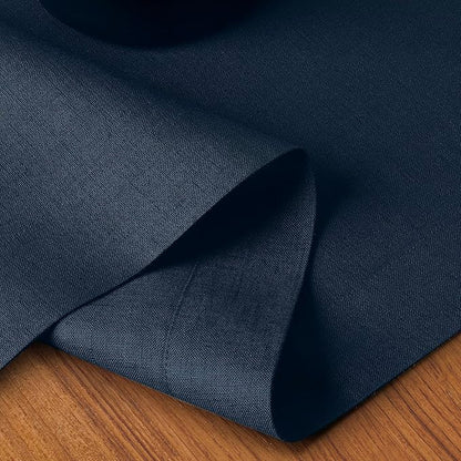D'Moksha Homes Linen Navy Blue Table Runner 90 Inches Long - 100% Pure Linen 14 x 90 Inch Table Runner for Dining, Winter, Holiday - Machine Washable