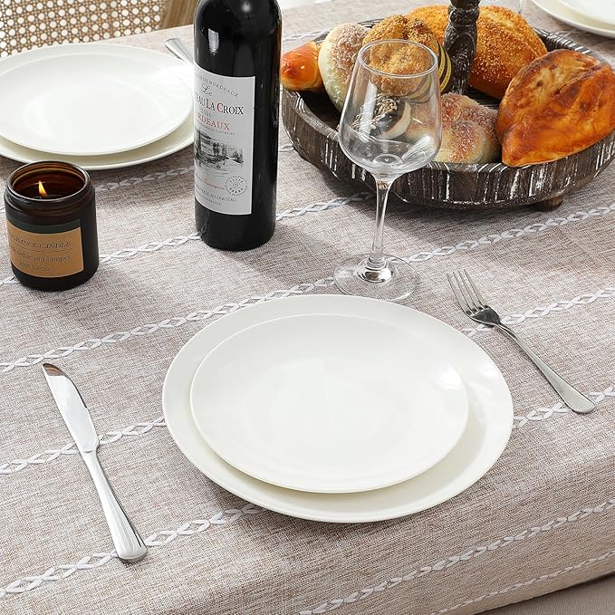 Chassic 54 x 72 inches Farmhouse Style Linen tablecloths, Wrinkle Resistant Washable Dining Room Table Cloths for Small Rectangle Tables - Light Coffee