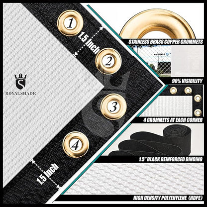 Royal Shade Custom Size 4' x 170' White Fence Privacy Screen Windscreen Cover Netting Mesh Fabric Cloth - Cable Zip Ties Included (We Make Custom Size)