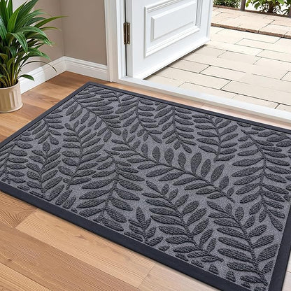 OLANLY Door Mat Indoor Outdoor Entrance, 36x24, Waterproof All-Weather All-Season Doormat, Sturdy Natural Rubber, Stain and Fade Resistant, Low Profile, Easy Clean Patio Entryway Mat, Medium Grey