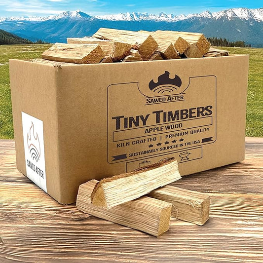 The Tiny Timbers USDA Grade Kiln Dried Hardwood for Table Top Fire Pit and Pizza Oven | Compatible with Solo Stove Mesa & Mesa XL | 5" Splits | USA Sourced | 6 lb. | 400+ cu. in. | Apple Wood