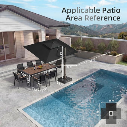 10 X 13 FT Cantilever Patio Outdoor Umbrella, Heavy Duty Aluminum Frame - Image 5