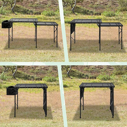 RedSwing Folding Grill Table with Sink and Double Shelf, Multifunctional Portable Stand Table for Outdoor Camping, Picnics, and Barbecues, 69"x20"x31.5", Black