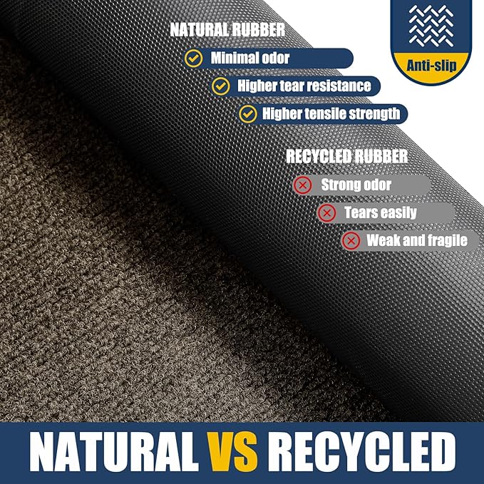 Extra Large Front Door Mat Outside Entrance Indoor Doormat, 60" x 34" Outdoor Mats for Patio Waterproof, Outdoor Door Mats for Outside Entry, Indoor Rugs for Entryway, Sturdy Natural Rubber, Begie