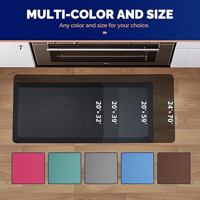 FEATOL Anti Fatigue Mat for Standing, 9/10 Extra Thick Ergonomic Standing Desk Mat, Comfort & Durable Memory Foam Standing Mat at Home,Office All Day (20" x 32", Black, 1PC)