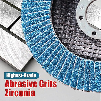 EZARC Flap Disc 4 1/2 Inch for Anger Grinder, 10 PCS 120 Grit Zirconia Grinder Sanding Disc, Type 29 Abrasive Grinding Wheel for Stainless Steel, Sheet Metal (7/8 inch Arbor Size)