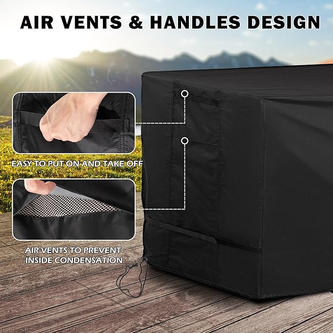 Rectangular Outdoor Table Cover Weatherproof, 64 Inch Patio Table Cover for Outdoor Dining Table, Waterproof Patio Furniture Cover for Outside Bar Table