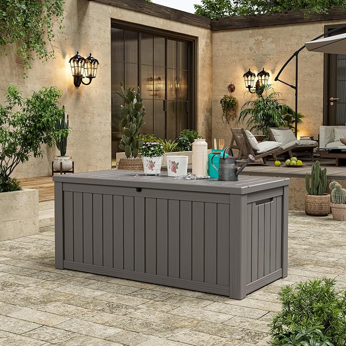 Outdoor Storage Box, 155 Gallon Large Outdoor Resin Deck Box, Storage - Image 6