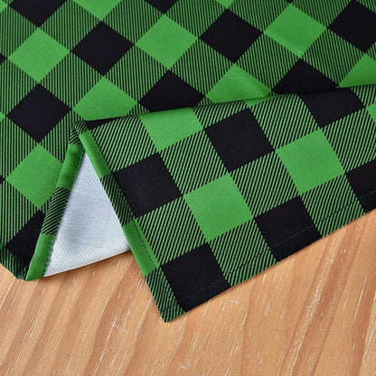 Waterproof Plaid Tablecloth Fabric - Square 58x58 Inch Classic Gingham Checker St Patrick's Day Table Cloth for Indoor/Outdoor Use - Tabletop Cover for Christmas Day, BBQs, and Parties