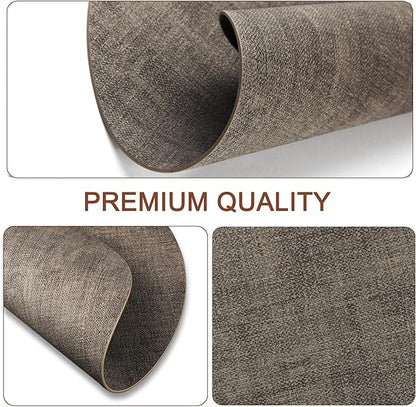 Round Faux Leather Placemats and Coasters, Set of 8, Reversible Heat Resistant Non-Slip Table Mats, Waterproof Wipeable Place Mats for Dining Table, Washable for Indoor & Outdoor (8, Dark Brown)
