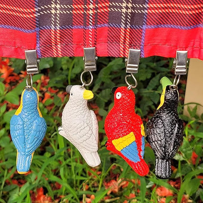 TwoFish Home Set of 4 Colorful Parrot Resin Tablecloth Weights Clips Colorful Parrot Handicraft Tablecloth Clamps Pack of 4