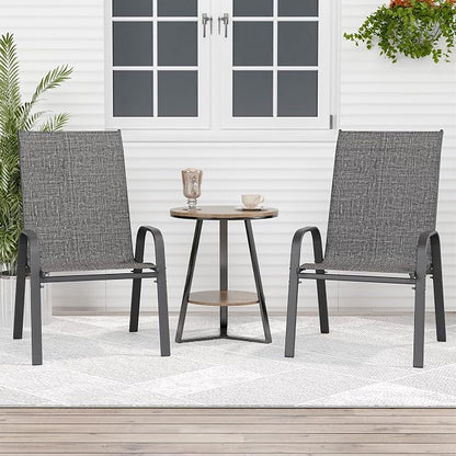 Patio Chairs Set of 2, Outdoor Dining Chairs Stackable - Image 2
