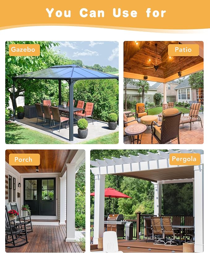 HolidayIdeas Outdoor Curtains for Patio Waterproof 2 Pcs 84x84 Inch White | - Image 7