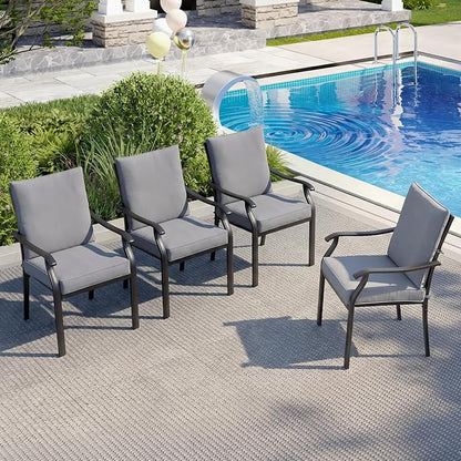 LVUYOYO Outdoor Patio Dining Chairs Set of 4, Metal Stackable Chairs Set - Image 2