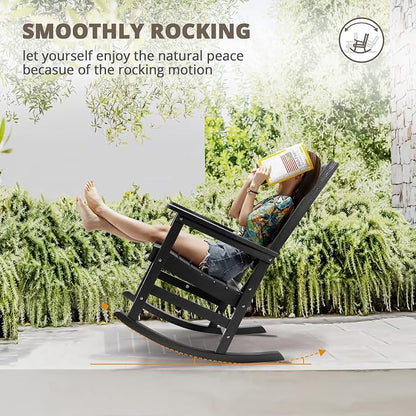 LUE BONA Outdoor Rocking Chairs Set of 4, Weather Resistant HDPS Poly Rocker - Image 7