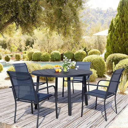 Stackable Patio Chairs Set of 4, Outdoor Dining Chairs - Image 5