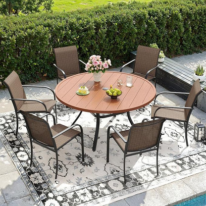 DIFY Patio Chairs Set of 6, Stackable Textilene Outdoor Dining Chairs - Image 8
