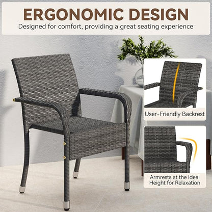 Yaheetech Set of 2 Stackable Outdoor Rattan Dining Chairs, All-Weather Firepits - Image 8
