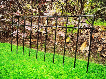 Adavin Animal Barrier Fence, 45 Pack 20 in(L) X10 in(H) No Dig Fencing for Dog Rabbits, Rustproof Metal Garden Border Fence, Ground Stakes Fences for Outdoor, Yard, Patio. Total 75 Ft, Black