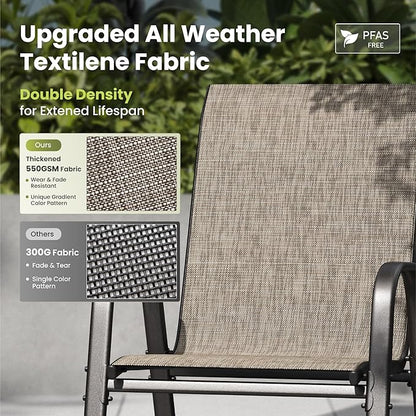 PHI VILLA Outdoor Stackable Dining Chair Set of 6, Textilene Mesh & Metal | - Image 4