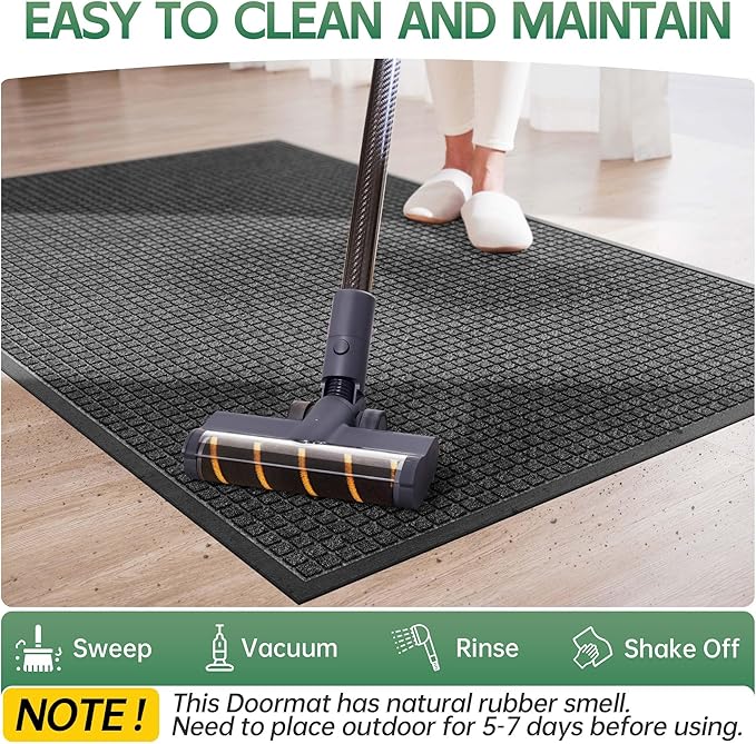 Front Door Mat Outside Entrance, 5' x 3' Heavy Duty Indoor Outdoor Door Mats for Entryway, All Season Weather Outdoor Doormat, Natural Rubber Non Slip Welcome Mats for Front Door