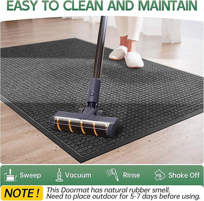 Front Door Mat Outside Entrance, 6' x 4' Heavy Duty Indoor Outdoor Door Mats for Entryway, All Season Weather Outdoor Doormat, Natural Rubber Non Slip Welcome Mats for Front Door