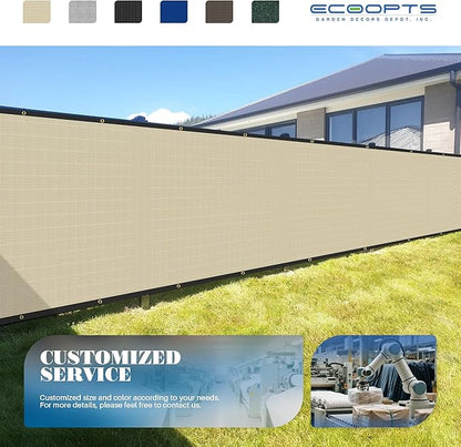 ECOOPTS 4'x30' Privacy Fence Screen Windscreen with Copper Grommets, Fit for Commercial Fence and Residential Garden Outdoor 90% UV Blockage, Cable Zip Ties Included (Beige)