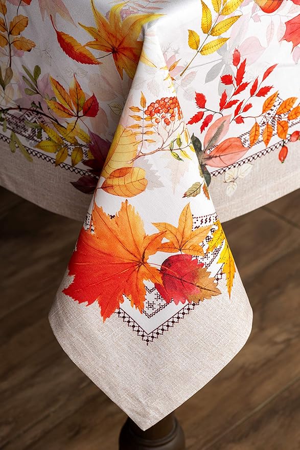 Maison d' Hermine Table Cloth Square Table 100% Cotton 60 x 60 Inches Fall Tablecloth Reusable Everyday Use for Thanksgiving Christmas Decorations Dining Farmhouse Party (Amarante)