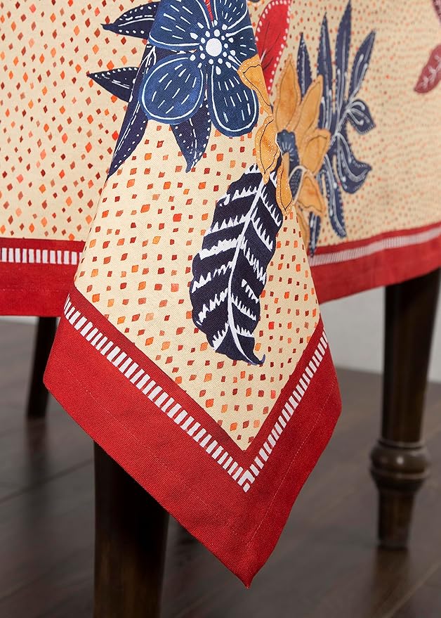 Maison d' Hermine Table Cloth Rectangle Table 100% Cotton 70 x 108 Inches Fall Tablecloth Reusable Everyday Use for Thanksgiving Christmas Decorations Dining Farmhouse Party (Kalahari)