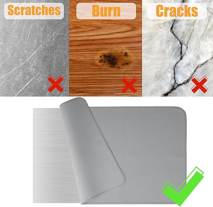 24 x 31in Fireproof Grill Mats for Outdoor Grill to Protect Your Grill Table - Heat Resistant Grill Table Mat - Waterproof & Oilproof BBQ Mat - Grey