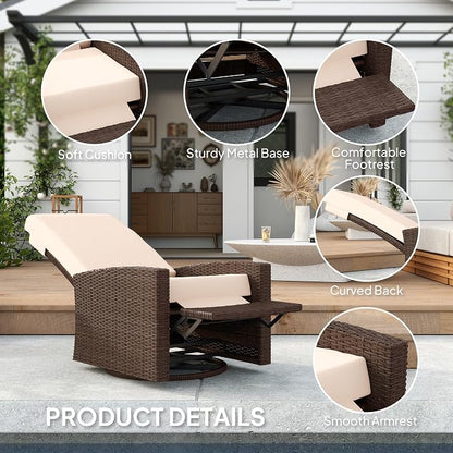 Outsunny Outdoor Wicker Swivel Recliner Chair, - Image 6
