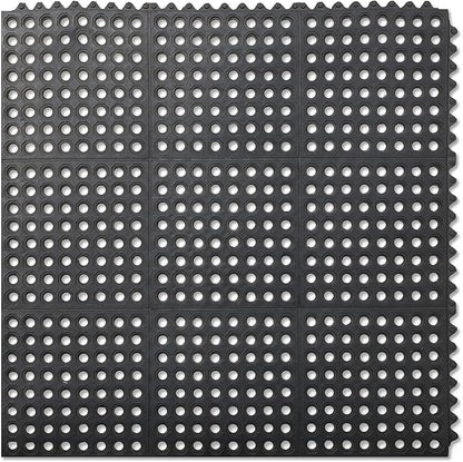 GRIDMANN Rubber Interlocking Floor Mat, 36" x 36" Non-Slip Anti-Fatigue Drainage Mat for Restaurants, Commercial Kitchens, Bar Floors, Black