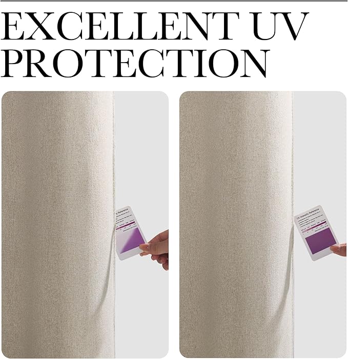 NICETOWN 100% Blackout Outdoor Curtains for Patio Waterproof 2 Panels, Linen Textured Thermal Insulated Indoor/Outside Drapes for Gazebo, Privacy Sun Shades for Porch, Garden, W52 x L84 Inch, Natural