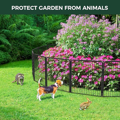 FXW Garden Fence Outdoor for The Yard – 40in(H) x 72.9ft(L) Heavy Duty Metal Animal Barrier for Dog and Rabbit, Decorative Dog Fence, 32 Panels, Black