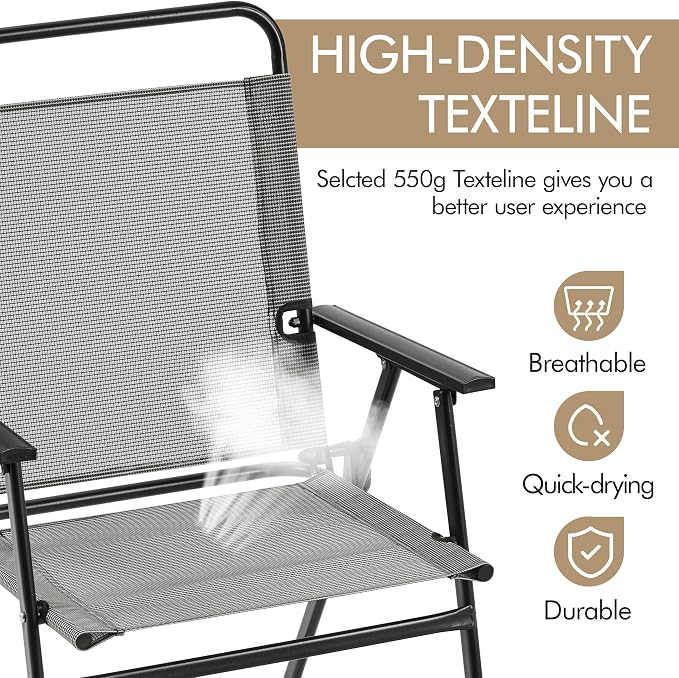 Yaheetech Outdoor Patio Chairs Set of 2, Folding Camping Chair, no assembly - Image 7