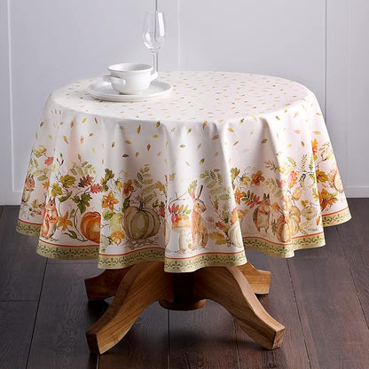 Maison d' Hermine Table Cloth Round Table 100% Cotton 69 Inches Fall Tablecloth Reusable Everyday Use for Thanksgiving Christmas Decorations Dining Farmhouse Party (Pumpkin Passion)