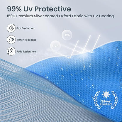 PHI VILLA 12x12 Slant Leg UV Block Sun Shade Canopy with Hardware Kits, Shade for Patio Outdoor Garden Events, Blue