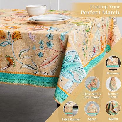 Maison d' Hermine Table Cloth Rectangle Table 100% Cotton 70 x 120 Inches Tablecloth Reusable for Dining Room, Farmhouse, Home, Party, Festive & Wedding Spring Summer - Luxury Loft – Peach